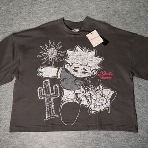 Loiter Midsummer Shirt Mens Gray Graphic Short Sleeve Cotton - Size L (NEW)